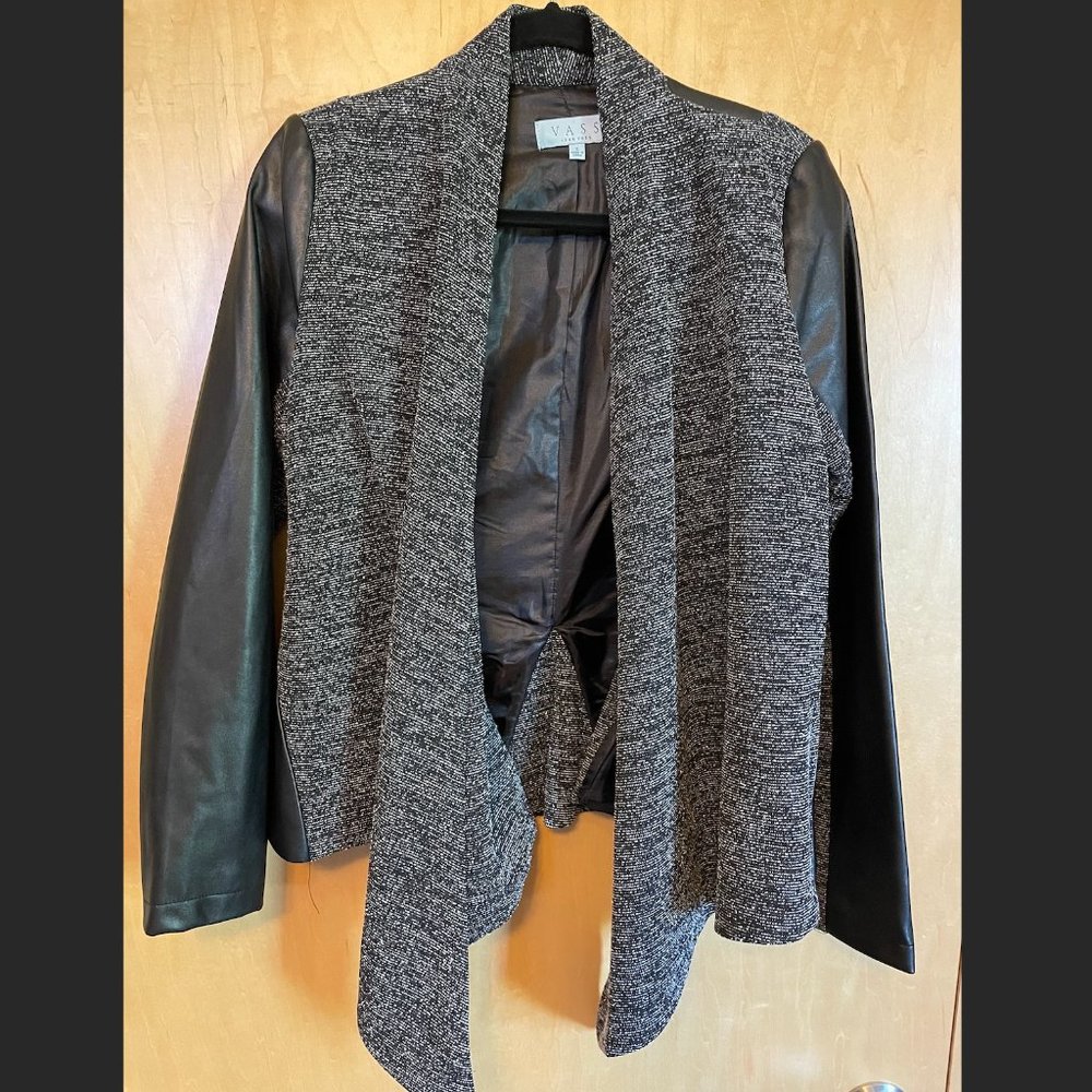 Vass Sweater Blazer w/ Faux Leather (Size S)